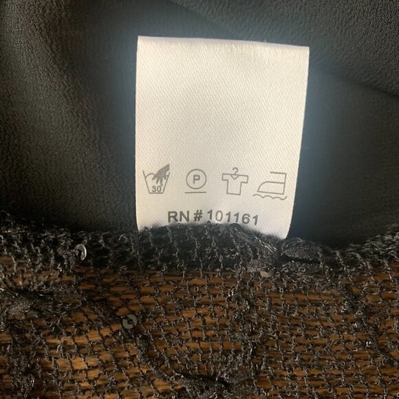 Belush Sheer Mixed Textured Lace Front Top XL Black w/ Gold Accents #116H - Picture 10 of 10